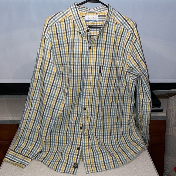 Columbia Other - Lg Columbia Sportswear L/S button up YW/gray/WH/ teal dress shirt Gently Used